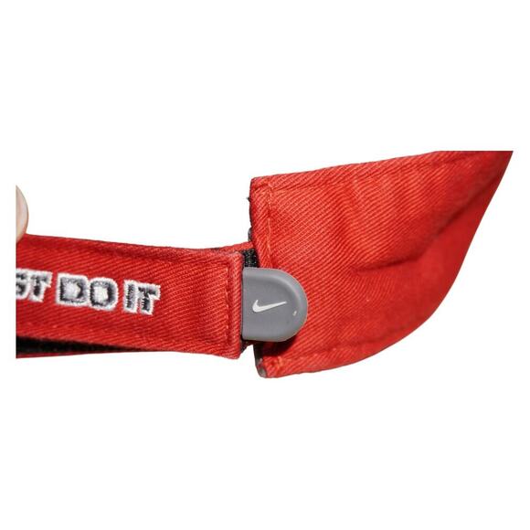 Nike Red Swoosh Visor Just Do It Strapback Golf Tennis Running Sports Hat Cap - Picture 6 of 8